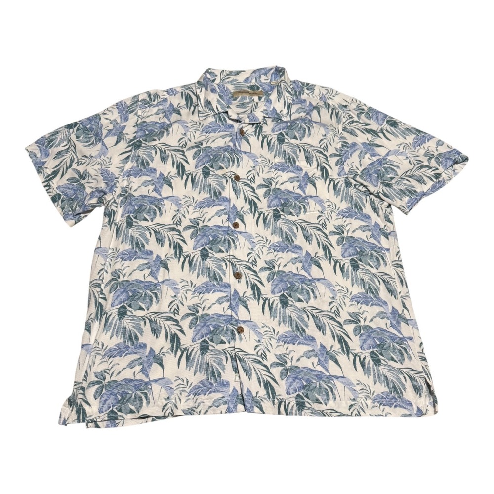 Tommy Bahama Viscose Floral Print Loop Collar Casual Button Down Shirt Mens XL